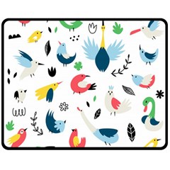 Vector Set Isolates With Cute Birds Scandinavian Style Two Sides Fleece Blanket (medium) by Apen