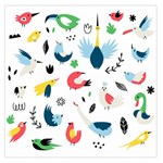 Vector Set Isolates With Cute Birds Scandinavian Style Square Satin Scarf (36  x 36 ) Front