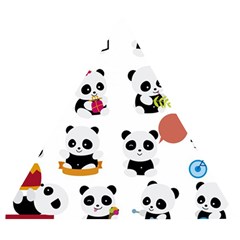 Playing Pandas Cartoons Wooden Puzzle Triangle by Apen