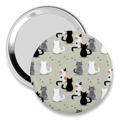 Cute Cat Seamless Pattern 3  Handbag Mirrors by Apen