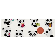 Playing Pandas Cartoons Banner and Sign 9  x 3 