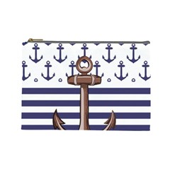 Anchor Background Design Cosmetic Bag (large) by Apen