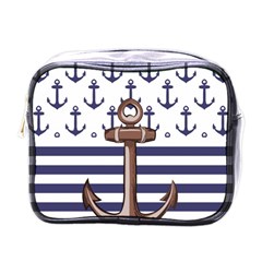 Anchor Background Design Mini Toiletries Bag (one Side) by Apen