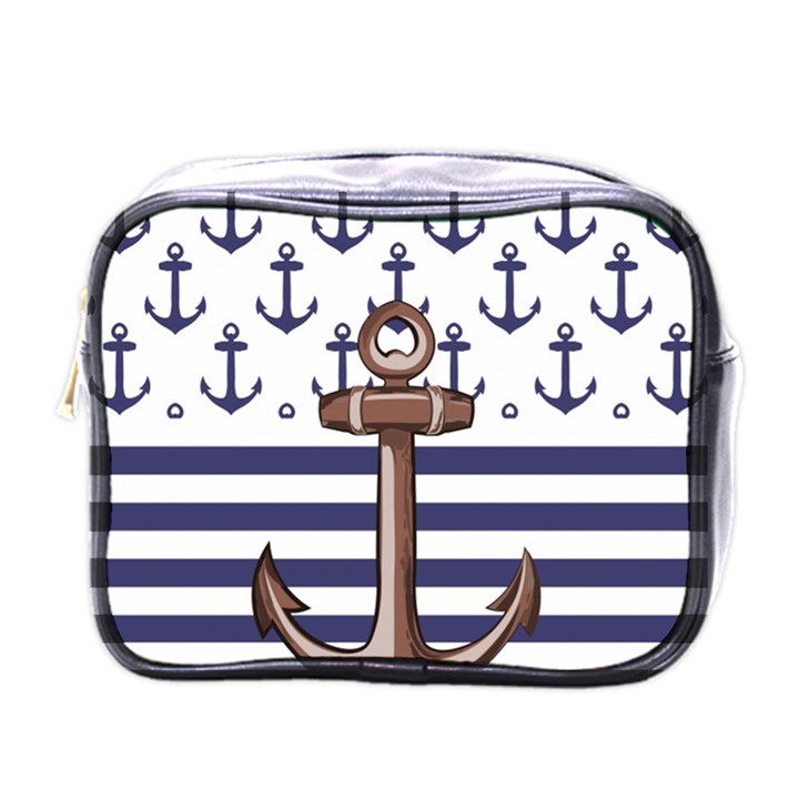 Anchor Background Design Mini Toiletries Bag (One Side)