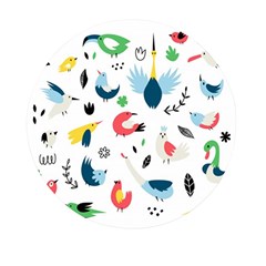 Vector Set Isolates With Cute Birds Scandinavian Style Mini Round Pill Box by Apen