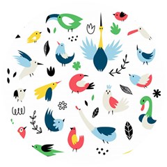 Vector Set Isolates With Cute Birds Scandinavian Style Wooden Puzzle Round by Apen