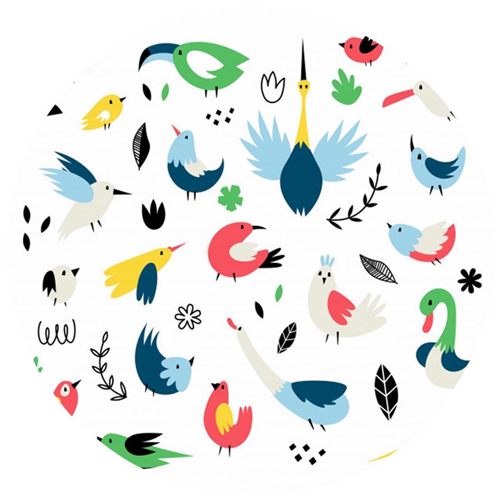 Vector Set Isolates With Cute Birds Scandinavian Style Wooden Puzzle Round