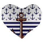 Anchor Background Design Large 19  Premium Flano Heart Shape Cushions Front