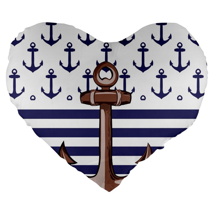 Anchor Background Design Large 19  Premium Flano Heart Shape Cushions