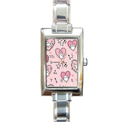 Cartoon Cute Valentines Day Doodle Heart Love Flower Seamless Pattern Vector Rectangle Italian Charm Watch by Apen