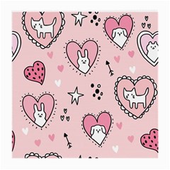 Cartoon Cute Valentines Day Doodle Heart Love Flower Seamless Pattern Vector Medium Glasses Cloth (2 Sides) by Apen