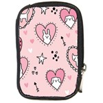 Cartoon Cute Valentines Day Doodle Heart Love Flower Seamless Pattern Vector Compact Camera Leather Case Front