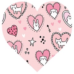 Cartoon Cute Valentines Day Doodle Heart Love Flower Seamless Pattern Vector Wooden Puzzle Heart by Apen