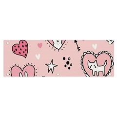 Cartoon Cute Valentines Day Doodle Heart Love Flower Seamless Pattern Vector Banner And Sign 6  X 2  by Apen