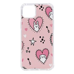 Cartoon Cute Valentines Day Doodle Heart Love Flower Seamless Pattern Vector Iphone 14 Plus Tpu Uv Print Case by Apen