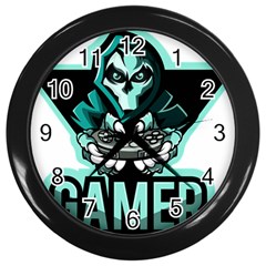 Gamer Illustration Gamer Video Game Logo Wall Clock (black) by Sarkoni