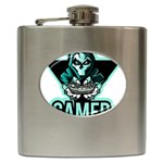 Gamer Illustration Gamer Video Game Logo Hip Flask (6 oz) Front