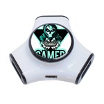 Gamer Illustration Gamer Video Game Logo 3-Port USB Hub Front