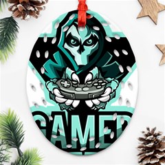 Gamer Illustration Gamer Video Game Logo Ornament (oval Filigree) by Sarkoni