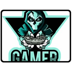 Gamer Illustration Gamer Video Game Logo Two Sides Fleece Blanket (large) by Sarkoni