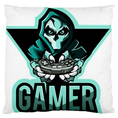 Gamer Illustration Gamer Video Game Logo Large Premium Plush Fleece Cushion Case (one Side) by Sarkoni