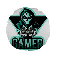 Gamer Illustration Gamer Video Game Logo Standard 15  Premium Flano Round Cushions by Sarkoni