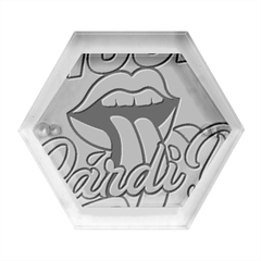 Music Hip Hop Text Black White 3d Hexagon Wood Jewelry Box by Sarkoni