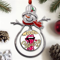 Music Hip Hop Text Black White 3d Metal Snowman Ornament by Sarkoni