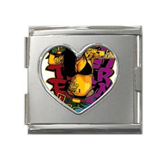 Xtreme Skateboard Graffiti Mega Link Heart Italian Charm (18mm) by Sarkoni