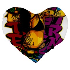 Xtreme Skateboard Graffiti Large 19  Premium Heart Shape Cushions by Sarkoni