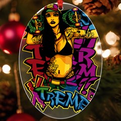 Xtreme Skateboard Graffiti Uv Print Acrylic Ornament Oval by Sarkoni