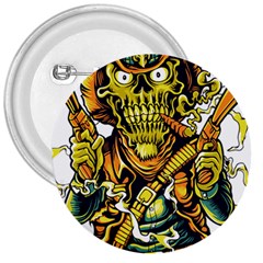 Cowboy Skeleton With Gun Illustration 3  Buttons