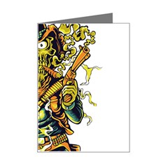 Cowboy Skeleton With Gun Illustration Mini Greeting Card by Sarkoni