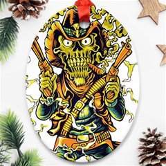 Cowboy Skeleton With Gun Illustration Oval Ornament (two Sides) by Sarkoni