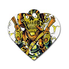 Cowboy Skeleton With Gun Illustration Dog Tag Heart (one Side) by Sarkoni