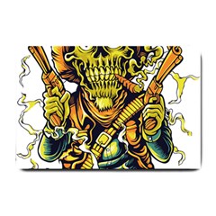 Cowboy Skeleton With Gun Illustration Small Doormat by Sarkoni