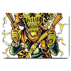 Cowboy Skeleton With Gun Illustration Large Doormat by Sarkoni