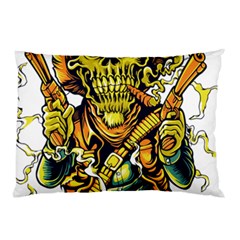 Cowboy Skeleton With Gun Illustration Pillow Case by Sarkoni