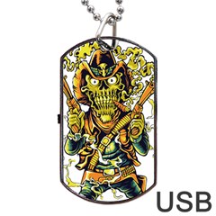 Cowboy Skeleton With Gun Illustration Dog Tag Usb Flash (one Side) by Sarkoni