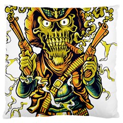 Cowboy Skeleton With Gun Illustration Large Premium Plush Fleece Cushion Case (one Side) by Sarkoni