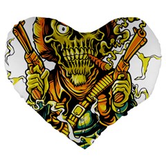 Cowboy Skeleton With Gun Illustration Large 19  Premium Flano Heart Shape Cushions by Sarkoni