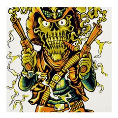 Cowboy Skeleton With Gun Illustration Banner And Sign 4  X 4  by Sarkoni