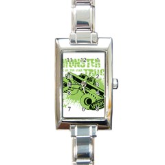 Monster Truck Illustration Green Car Rectangle Italian Charm Watch by Sarkoni