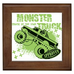 Monster Truck Illustration Green Car Framed Tile by Sarkoni