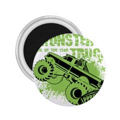 Monster Truck Illustration Green Car 2 25  Magnets by Sarkoni