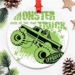 Monster Truck Illustration Green Car Ornament (round) by Sarkoni