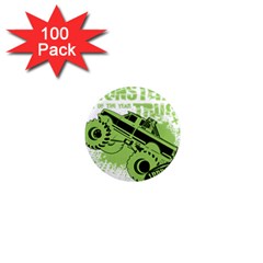 Monster Truck Illustration Green Car 1  Mini Magnets (100 Pack)  by Sarkoni