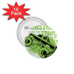 Monster Truck Illustration Green Car 1 75  Buttons (10 Pack) by Sarkoni