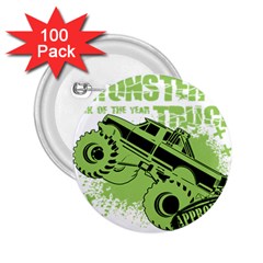 Monster Truck Illustration Green Car 2 25  Buttons (100 Pack)  by Sarkoni