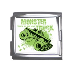 Monster Truck Illustration Green Car Mega Link Italian Charm (18mm) by Sarkoni